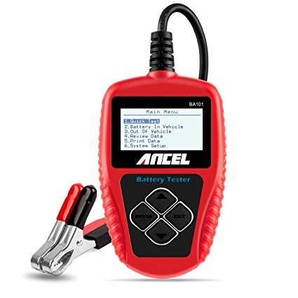 ANCEL BA101 Professional 12V 100-2000 CCA 220AH Automotive Load Battery Tester Digital Analyzer Bad Cell Test Tool for Car/Boat/Motorcycle and More (Red)