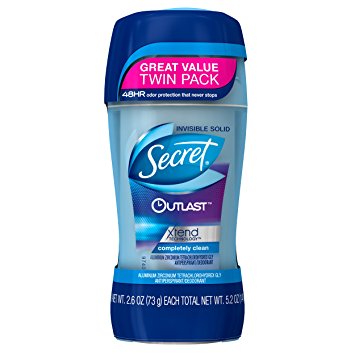 Secret Outlast Women's Invisible Solid Antiperspirant and Deodorant, Completely Clean, 2.6 Ounce (Pack of 3) - Deodorant for Women
