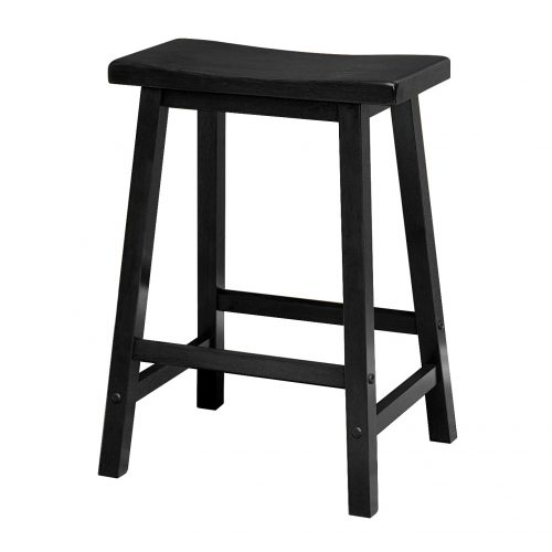 Winsome Wood 24-Inch Saddle Seat Counter Stool, Black - Wooden Stools