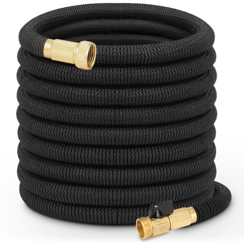  Growfast Garden Hose, 100FT Expandable Lightweight and Durable Water Hose with 3/4 Nozzle Solid Brass Connector Flexible Stretch Hosepipe for Heavy Duty Commercial Use and Watering, Washing - Garden Hoses