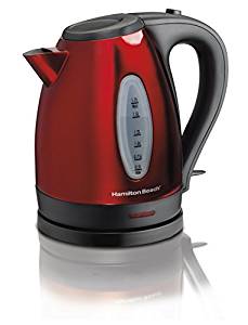 Hamilton Beach 40885 Stainless Steel Electric Kettle, 1.7-Liter, Red - Electric Kettles