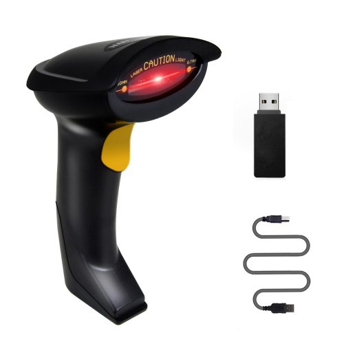 NADAMOO 433MHz Wireless Barcode Scanner 328 Feet Transmission Distance USB Cordless 1D Laser Automatic Barcode Reader Handhold Bar Code Scanner with USB Receiver for Store, Supermarket, Warehouse