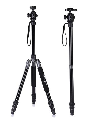 70 Inch travel camera tripod, REPPO P18 telescope Foldable camera tripods With Ball Head Quick Release Plate and Carry Case For Digital/Video/DSLR Cameras-Matte SILVER - DSLR camera tripods