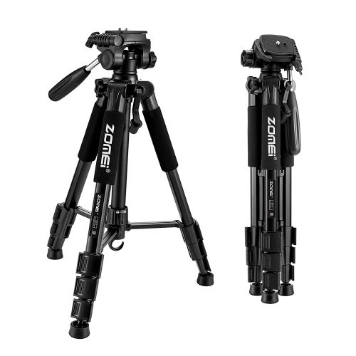 ZOMEI 55" Compact Light Weight Travel Portable Folding SLR Camera Tripod for Canon Nikon Sony DSLR Camera Video with Carry Case(black) - DSLR camera tripods