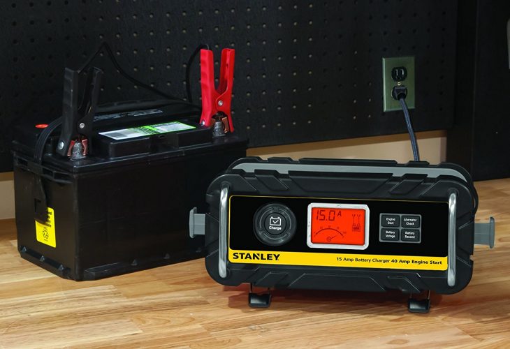STANLEY BC15BS 15 Amp Bench Battery Charger with 40 Amp Engine Start and Alternator Check - Car Battery Chargers