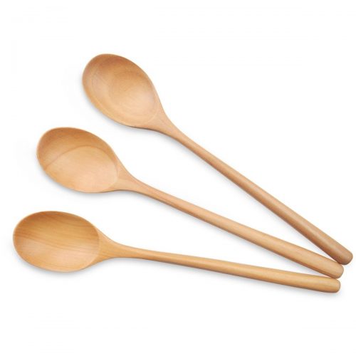 Garcoo Premium Wooden Cooking Mixing Spoon, Samak Wood, Set of 3, 23.5cm/ 9.5" (Mixing spoon)