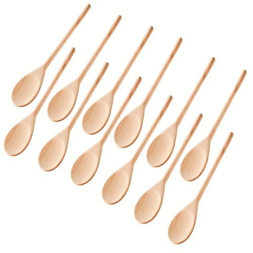 Kitchen Wooden Spoons Mixing Baking Serving Utensils Puppets 12 inch - Set of 12 ROUND SQUARE