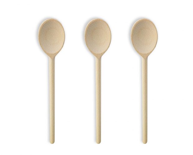 14-Inch Long Handle Wooden Cooking Mixing Oval Spoons, Beechwood (Set of 3)