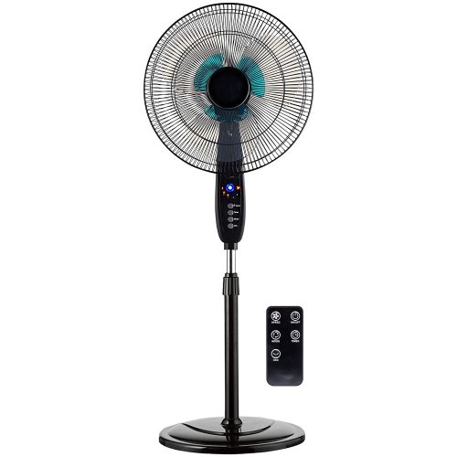 Best Choice Products Adjustable 16in Oscillating Pedestal Fan w/ Timer, Double Blades, Remote Control - Black - Pedestal Fan