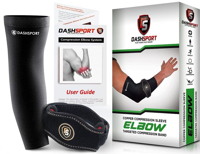 Dash sports Tennis Elbow Brace- Copper Compression Elbow Sleeve