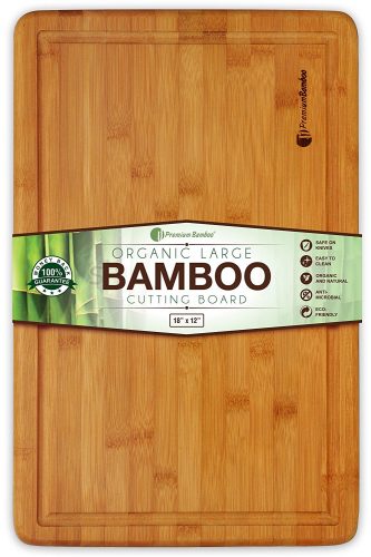 Extra Large Bamboo Cutting Board - 18x12 Thick Strong Bamboo Wood Cutting Board with Drip Groove by Premium Bamboo