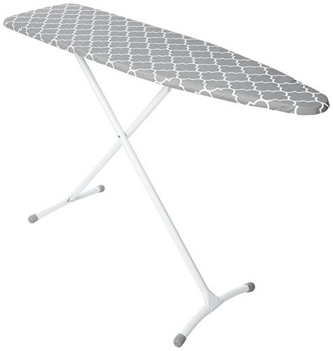 Homz Contour Steel Top Ironing Board, Extra Stable Legs, Grey & White Filigree Cover  - Ironing Boards
