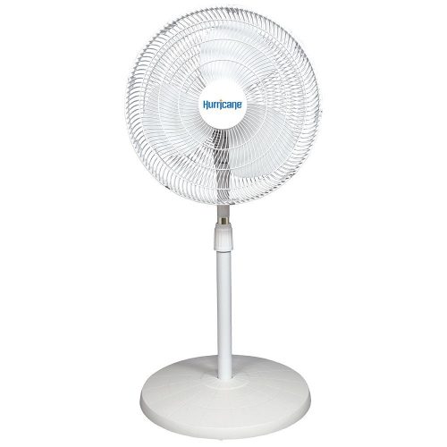 Hurricane Stand Fan - 16 Inch | Classic Series | Stand Fan with 90 Degree Oscillation, 3 Speed Settings, Adjustable Height 41 Inches to 55 Inches - ETL Listed, White - Pedestal Fan