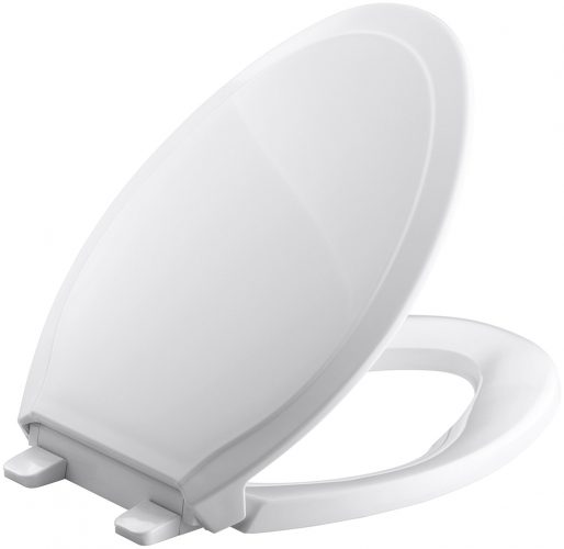 KOHLER K-4734-0 Rutledge Quiet-Close with Grip-Tight Bumpers Elongated Toilet Seat, White - toilet seats