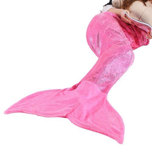  LANGRIA Mermaid Tail Blanket Glittering Flannel Super Soft Cozy Warm Lightweight for Kid Girl Adult All Season