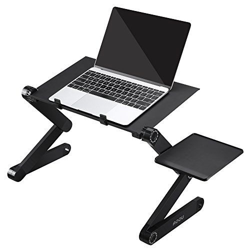 Laptop Stand For Bed and Sofa, Adjustable Laptop Table With 2 CPU Cooling Fans And Mouse Pad, Ergonomics Design Aluminum Black Tablet Table Suitable For Reading Studying by AOOU