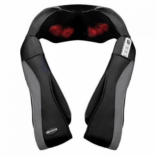 MARNUR Shiatsu Neck Shoulder Massager Electric Back Massage with Heat Deep Kneading Tissue Massage for Muscles Pain Relief Relax in Car Office and Home - Neck Massagers