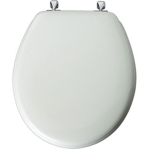 Mayfair Molded Wood Toilet Seat featuring STA-TITE Seat Fastening System & Chrome Hinges, Round, White, 44CP 000 - toilet seats