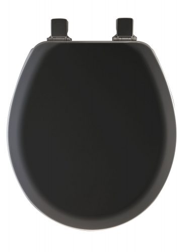 Mayfair Molded Wood Toilet Seat with Easy Clean & Change Hinges and STA-TITE Seat Fastening System, Round, Black, 41EC 047 - toilet seats