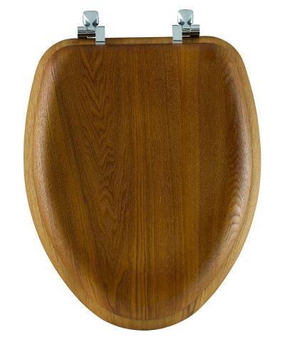 Mayfair Natural Reflections Toilet Seat with Chrome Hinges, Elongated, Natural Oak Veneer, 19601CP 378 - toilet seats