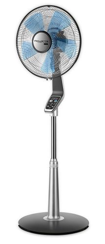 Rowenta VU5670 Turbo Silence Oscillating 16-Inch Stand Fan Powerful and Quiet with Remote Control,5-Speed, Silver - Pedestal Fan