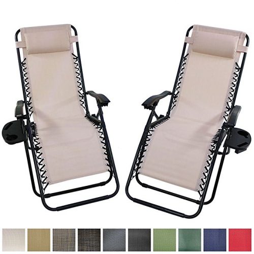 Sunnydaze Red Outdoor Zero Gravity Lounge Chair with Pillow and Cup Holder, Set of Two - Zero Gravity Chairs