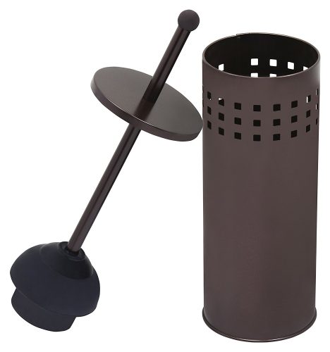Toilet Plunger with Holder for Bathroom, Multi Drain Suitable also for Bathtubs, Quick Dry, Bronze - Toilet Plunger