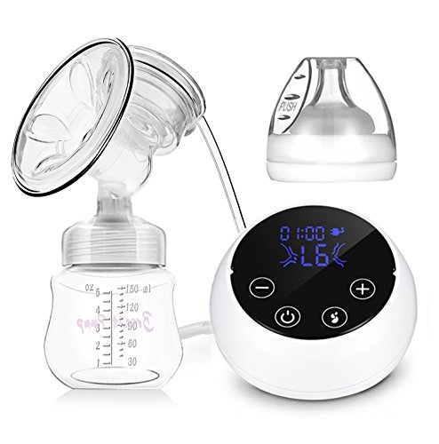 Vakey Electric Breast Pump, Comfort Breastfeeding Breast Pump Milk Pump, Single Baby Breast Pump for Travel USB Charging 9 Levels Massage Suction HD LED Display 