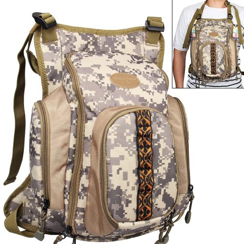 AnglerDream Fly Fishing Pack Outdoor Sports Mesh Vest Pack/Chest Pack/Sling Pack/Back Pack Universal Adjustable Fishing Hunting Hiking Fishing Pack with...