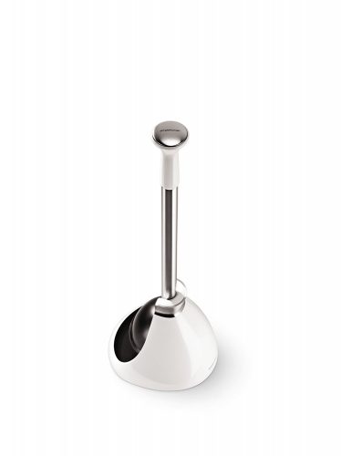 simplehuman Toilet Plunger and Caddy, Stainless Steel, White - Toilet Plunger