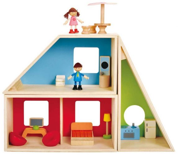 Hape Geometrics Kid's Wooden Doll House 