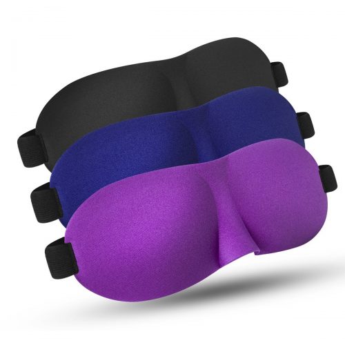 YIVIEW Sleep Mask Pack of 3, Lightweight and Comfortable, Super Soft, Adjustable 3D Contoured Eye Masks for Sleeping, Shift Work, Naps, Night Blindfold Eyeshade for Men and Women, Black/Blue/Purple