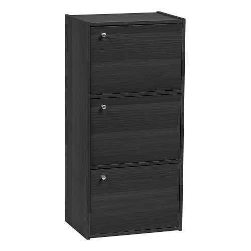 IRIS 3-Door Wood Storage Shelf, Black - wooden file cabinets