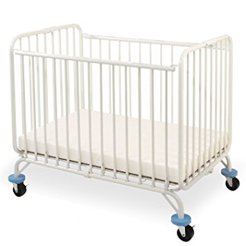 L.A. Baby Deluxe Holiday Folding Metal Crib, White
