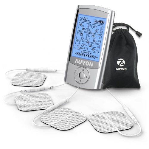 AUVON Rechargeable TENS Unit Muscle Stimulator (FDA 510K Cleared), 2nd Gen 16 Modes 2-in-1 EMS TENS Machine with Upgraded Self-Adhesive Reusable TENS Electrodes Pads 