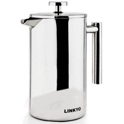 LINKYO French Press Coffee Maker - Easy Clean Stainless Steel Coffee Press, 34 ounces (1 Liter)
