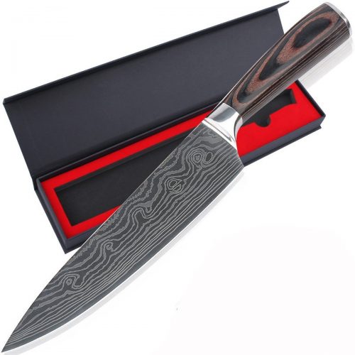 Chef Knife, AUGYMER 8 Inch Professional Chefs Knife Japanese High Carbon Stainless Steel Kitchen Sharp Knife with Gift Box 