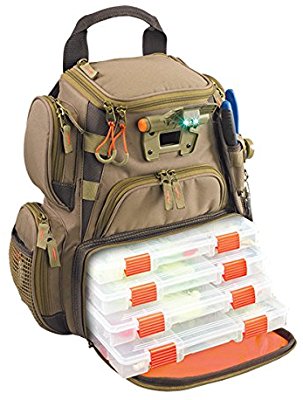 Wild River by CLC WT3503 Tackle Tek Recon Lighted Compact Tackle Backpack with Four PT3500 Trays and Clear, Water-resistant Phone Storage - Fishing Backpacks & Bags