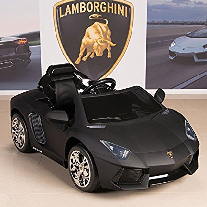 Lamborghini Aventador 12V Kids Ride On Battery Powered Wheels Car RC Remote Black - Electric Cars For Kids
