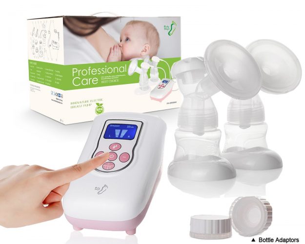 BabySteps Independent Double Electric Breast Pump, Motor Weighs 0.9 Pounds, With Bottle Adaptors for Wide and Standard Neck Bottles, FDA Approved, BPA Free