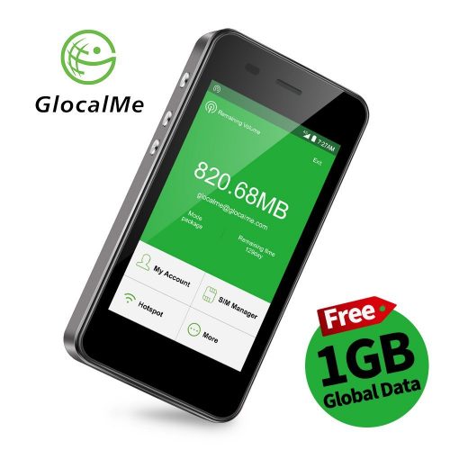 GlocalMe G3 4G LTE Mobile Hotspot, [Upgraded Version] Worldwide High-Speed WIFI Hotspot with 1GB Global Initial Data, No SIM Card Roaming Charges International Pocket WIFI Hotspot MIFI Device (Black) 