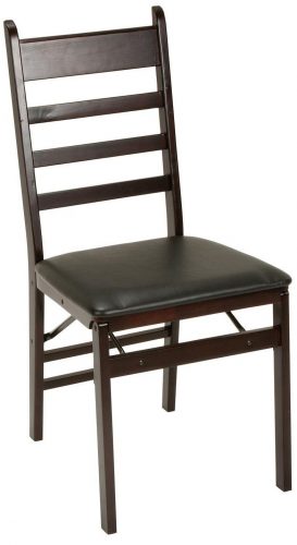 Cosco 2-Pack Wood Folding Chair with Vinyl Seat and Ladder Back, Espresso - Wooden Folding Chairs
