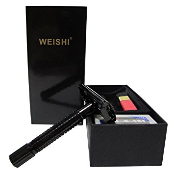 WEISHI PVD BLACK Version Butterfly Open Double Edge Safety Razor - Double Edge Safety Razors