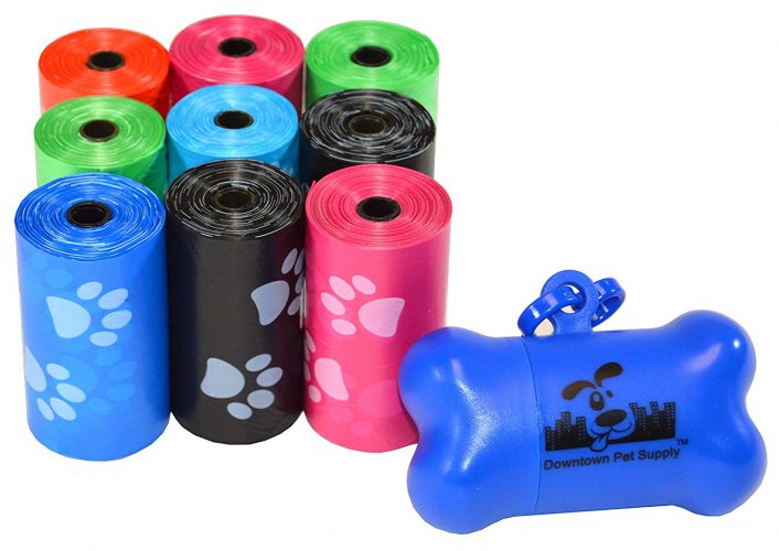 180 220 500 700 880 960 2200 Dog Pet Waste Poop Bags Bulk roll Clean up refills-(Green Blue Purple Red Black Rainbow of Colours or Paw Print)+FREE Bone Dispenser Downtown Pet Supply Rainbow with Paw