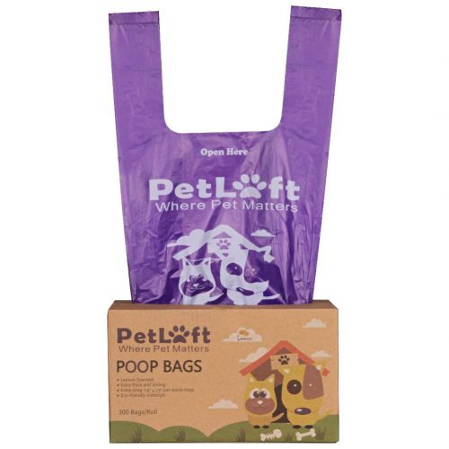 PetLoft Poop Bag, 300-Count Lemon-Scented Durable Biodegradable Dog Waste Bag Poop Bag with Easy Tie Handles – Purple