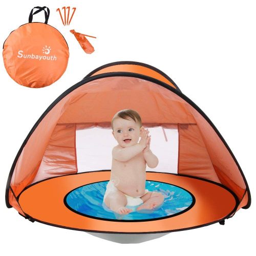Sunba Youth Baby Beach Tent Pop Up Portable Shade Pool Tent UV Protection Sun Shelter for Infant (orange)