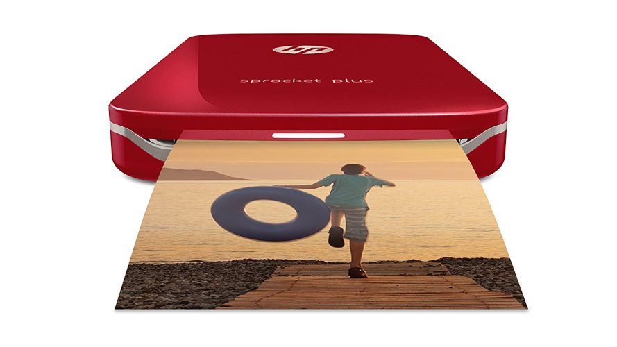 HP Sprocket plus Instant Photo Printer, Print 30% Larger Photos on 2.3x3.4" Sticky-Backed Paper – Red (2FR87A)