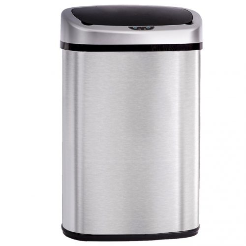 13 Gallon Trash Can, BestOffice Automatic Trash Can Stainless Steel Sensor Trash Bin for Kitchen Bedroom Outdoor - Stainless Steel Trash Cans
