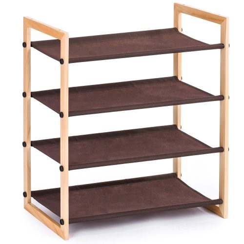 MaidMAX 4 Tiers Stackable Wooden Shoe Rack Shelf for 12 Pairs of Shoes Storage