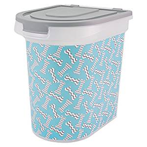 Paw Prints 26 Pound Pet Food Storage Container, Bone Design, Includes 1 Cup Measured Scoop, 15.5 x 13.25 x 16.75 Inches (37185) - Dog Food Containers